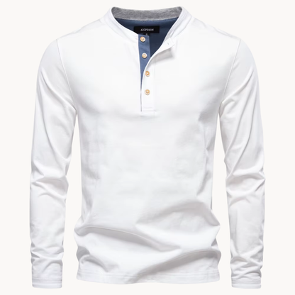 Men's Casual Henley Shirt with Button Neckline