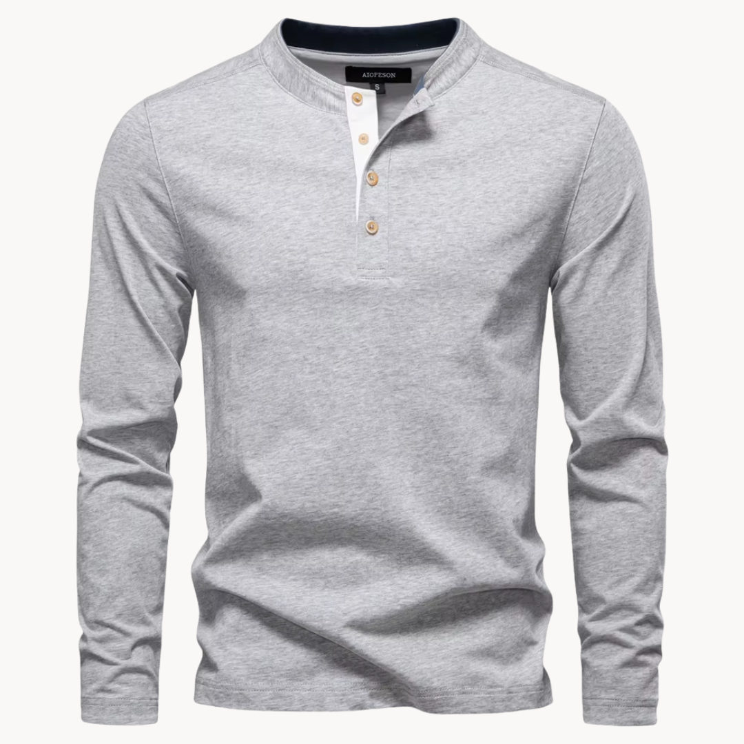Men's Casual Henley Shirt with Button Neckline