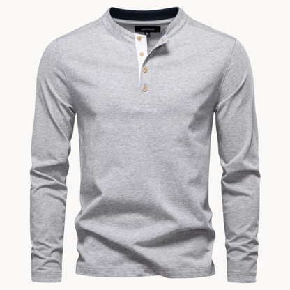 Men's Casual Henley Shirt with Button Neckline