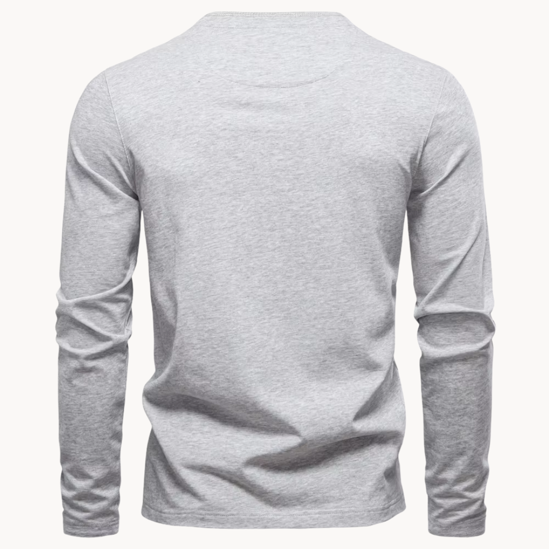 Men's Casual Henley Shirt with Button Neckline