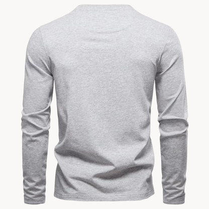 Men's Casual Henley Shirt with Button Neckline