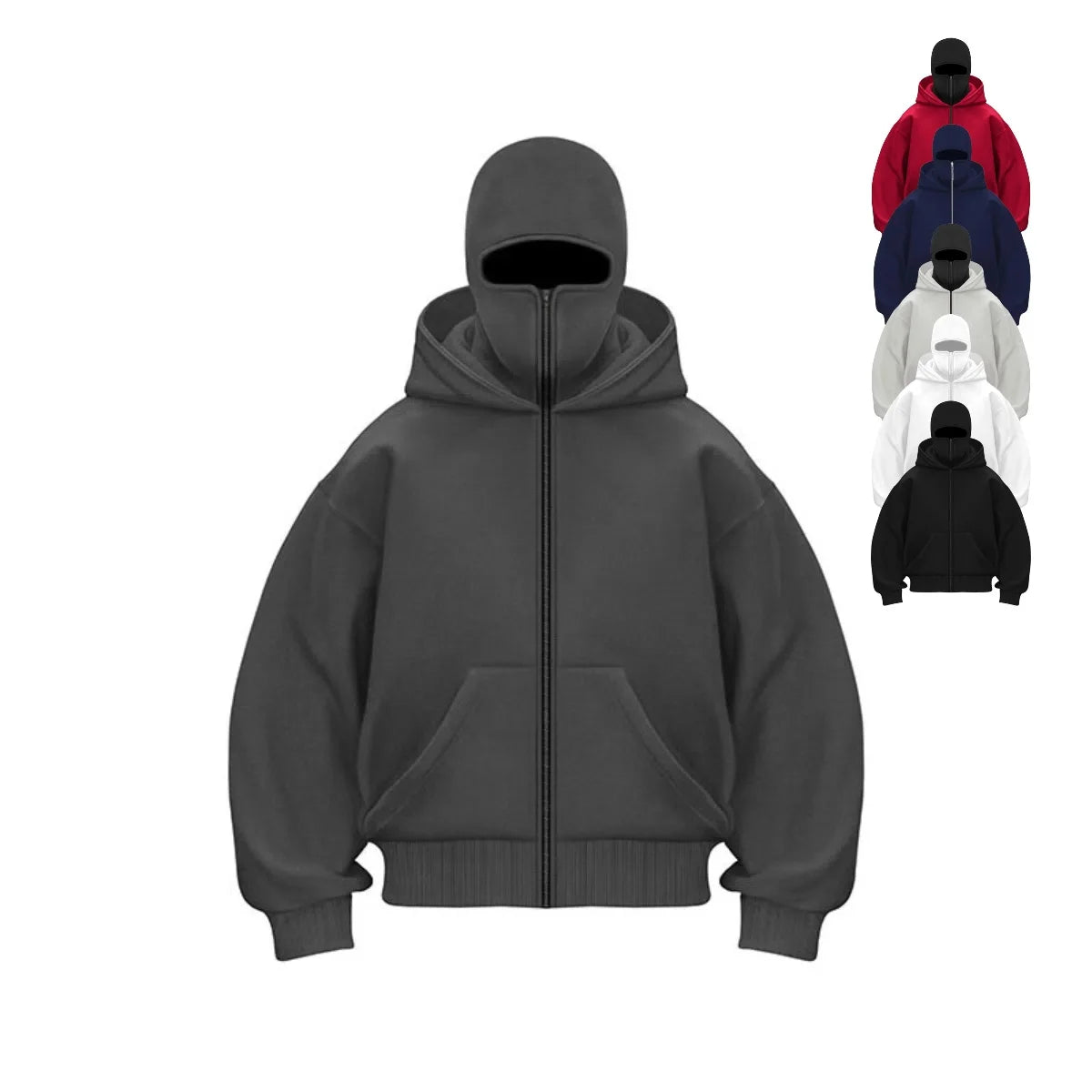 Men's Casual Hoodie with Balaclava Design
