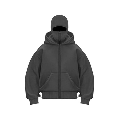 Men's Casual Hoodie with Balaclava Design