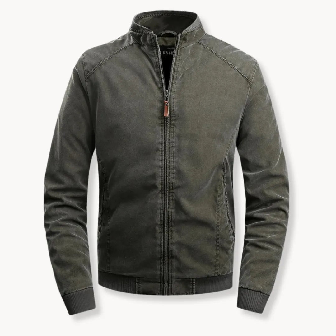 Men's Casual Jacket with Stand-Up Collar and Zipper