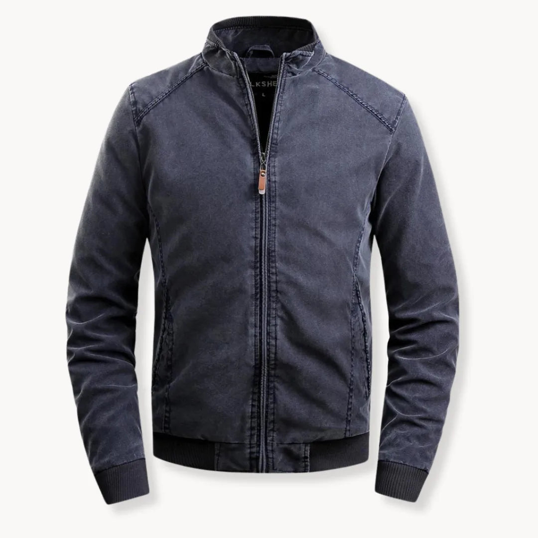 Men's Casual Jacket with Stand-Up Collar and Zipper