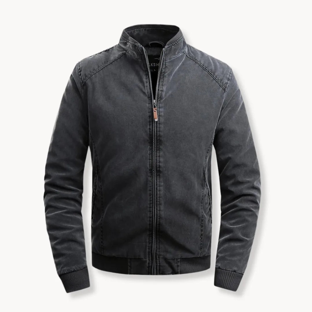 Men's Casual Jacket with Stand-Up Collar and Zipper