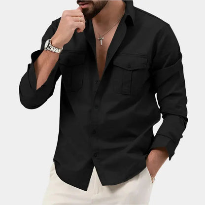Men's Casual Long Sleeve Button-Up Shirt