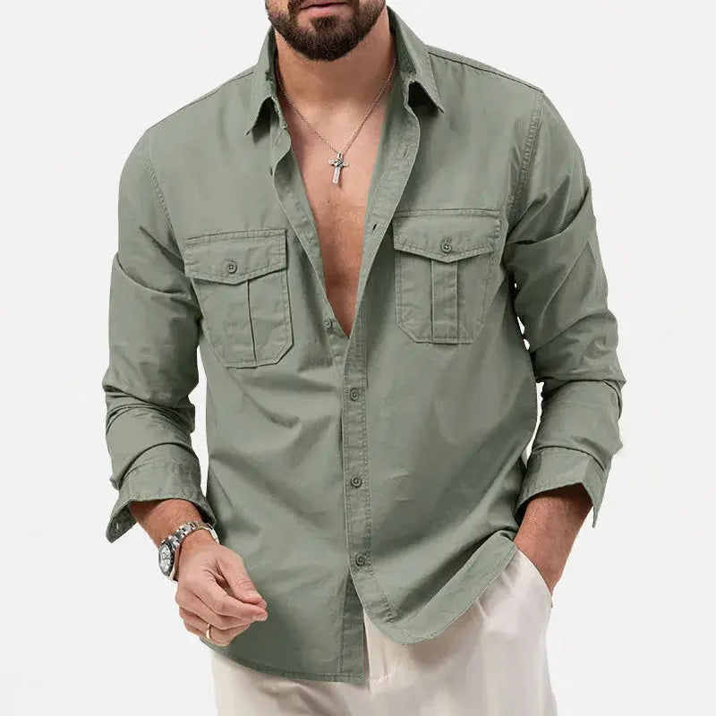 Men's Casual Long Sleeve Button-Up Shirt