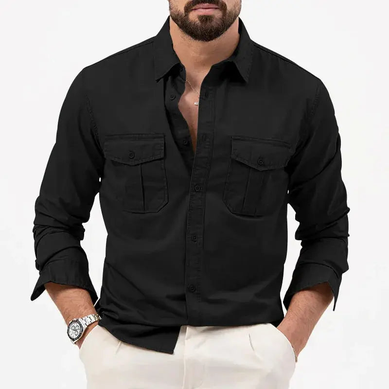 Men's Casual Long Sleeve Button-Up Shirt