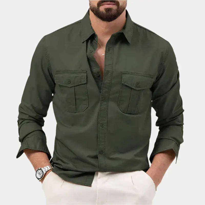 Men's Casual Long Sleeve Button-Up Shirt
