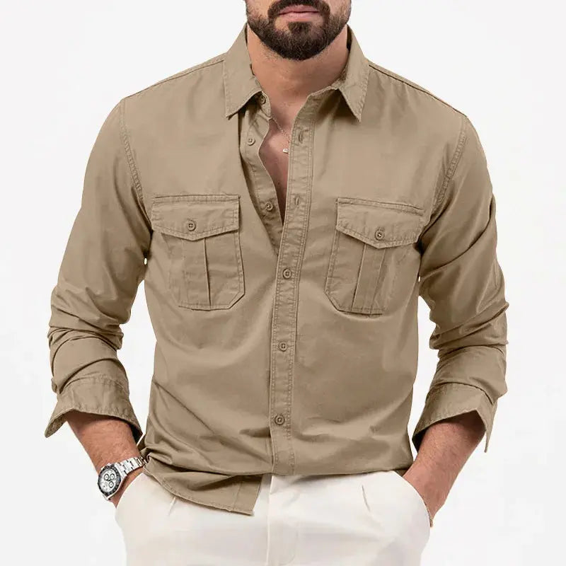 Men's Casual Long Sleeve Button-Up Shirt