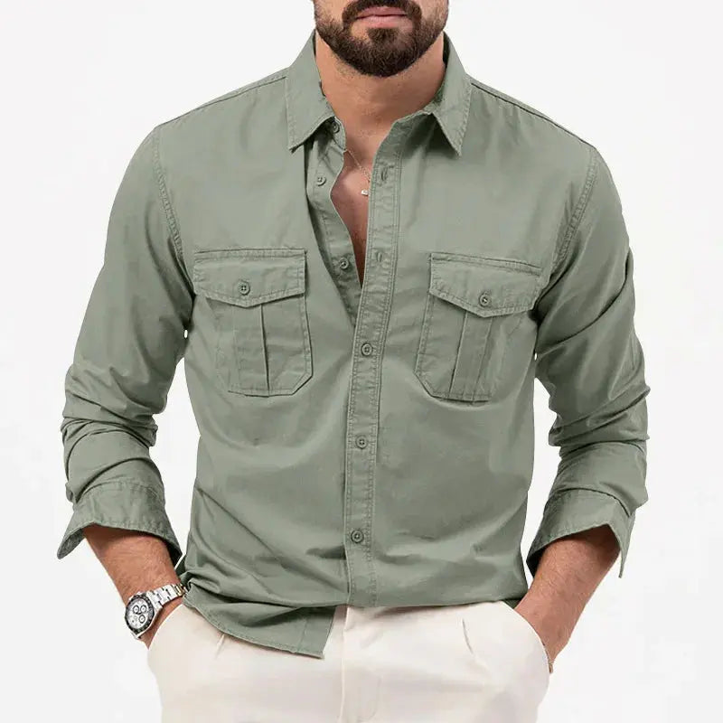 Men's Casual Long Sleeve Button-Up Shirt