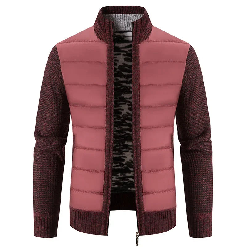 Men's Casual Padded Front Jacket with Knitted Sleeves