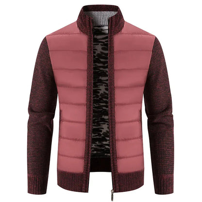 Men's Casual Padded Front Jacket with Knitted Sleeves
