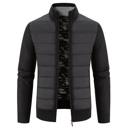Men's Casual Padded Front Jacket with Knitted Sleeves