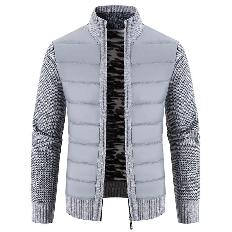Men's Casual Padded Front Jacket with Knitted Sleeves