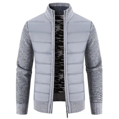 Men's Casual Padded Front Jacket with Knitted Sleeves