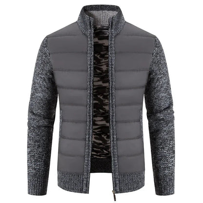 Men's Casual Padded Front Jacket with Knitted Sleeves