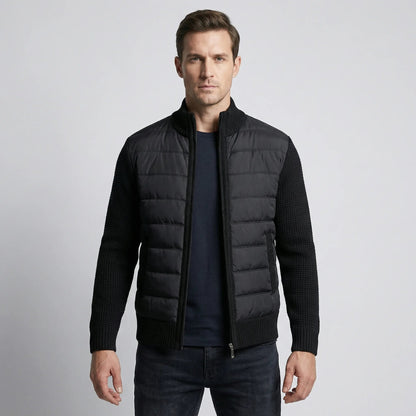 Men's Casual Padded Front Jacket with Knitted Sleeves