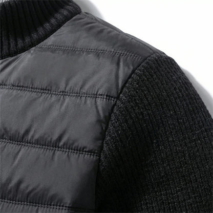 Men's Casual Padded Front Jacket with Knitted Sleeves