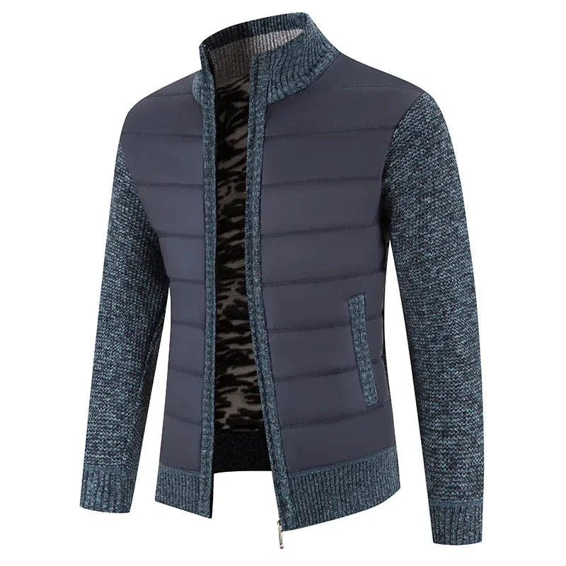 Men's Casual Padded Front Jacket with Knitted Sleeves
