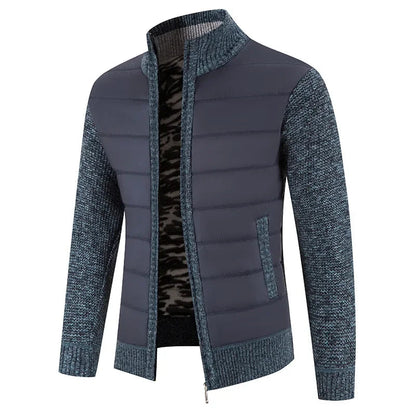 Men's Casual Padded Front Jacket with Knitted Sleeves