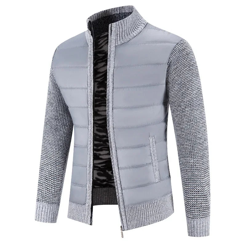 Men's Casual Padded Front Jacket with Knitted Sleeves