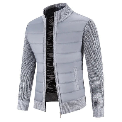 Men's Casual Padded Front Jacket with Knitted Sleeves
