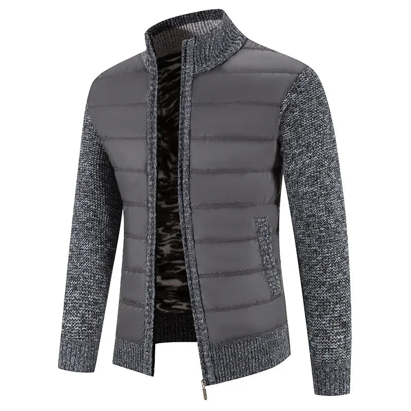 Men's Casual Padded Front Jacket with Knitted Sleeves