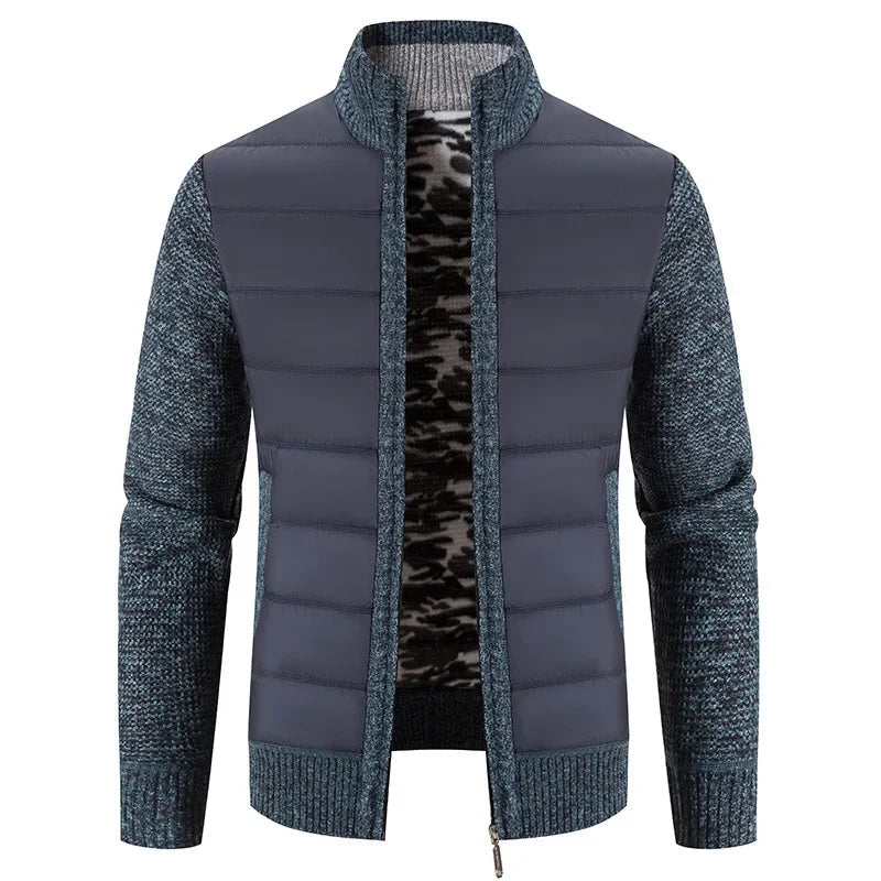 Men's Casual Padded Front Jacket with Knitted Sleeves