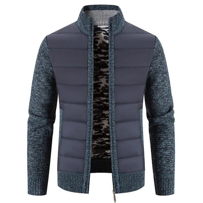 Men's Casual Padded Front Jacket with Knitted Sleeves