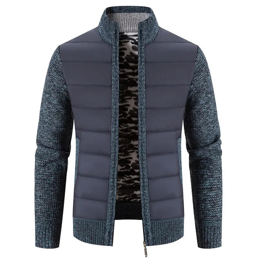 Men's Casual Padded Front Jacket with Knitted Sleeves