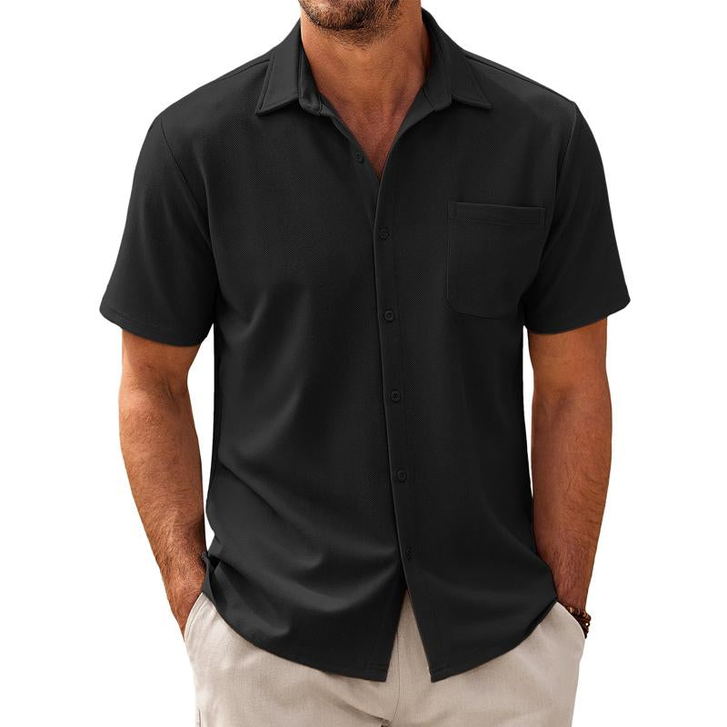 Men's Casual Short Sleeve Shirt with Chest Pocket