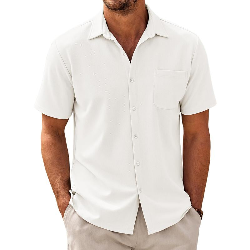 Men's Casual Short Sleeve Shirt with Chest Pocket