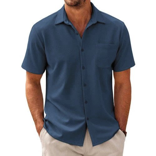 Men's Casual Short Sleeve Shirt with Chest Pocket