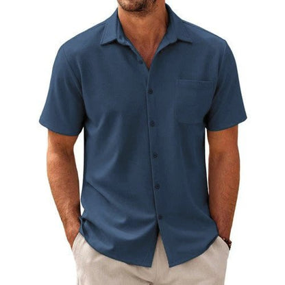 Men's Casual Short Sleeve Shirt with Chest Pocket