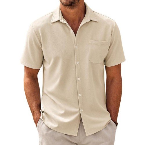 Men's Casual Short Sleeve Shirt with Chest Pocket
