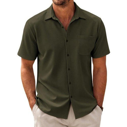 Men's Casual Short Sleeve Shirt with Chest Pocket