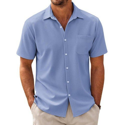 Men's Casual Short Sleeve Shirt with Chest Pocket