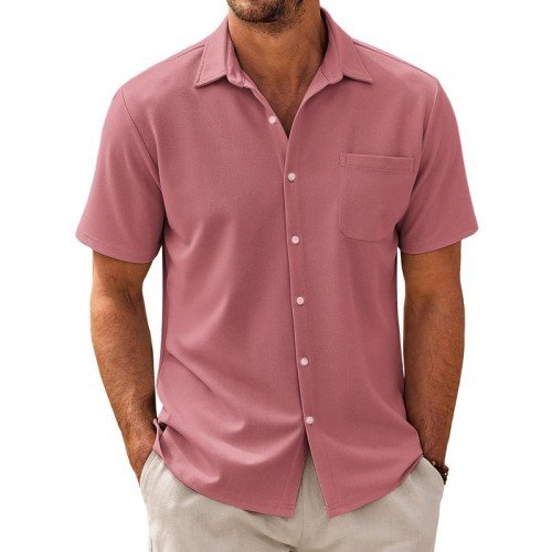 Men's Casual Short Sleeve Shirt with Chest Pocket
