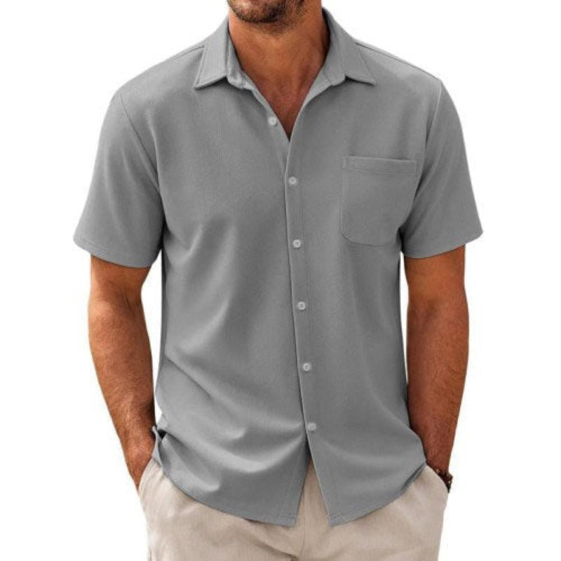 Men's Casual Short Sleeve Shirt with Chest Pocket