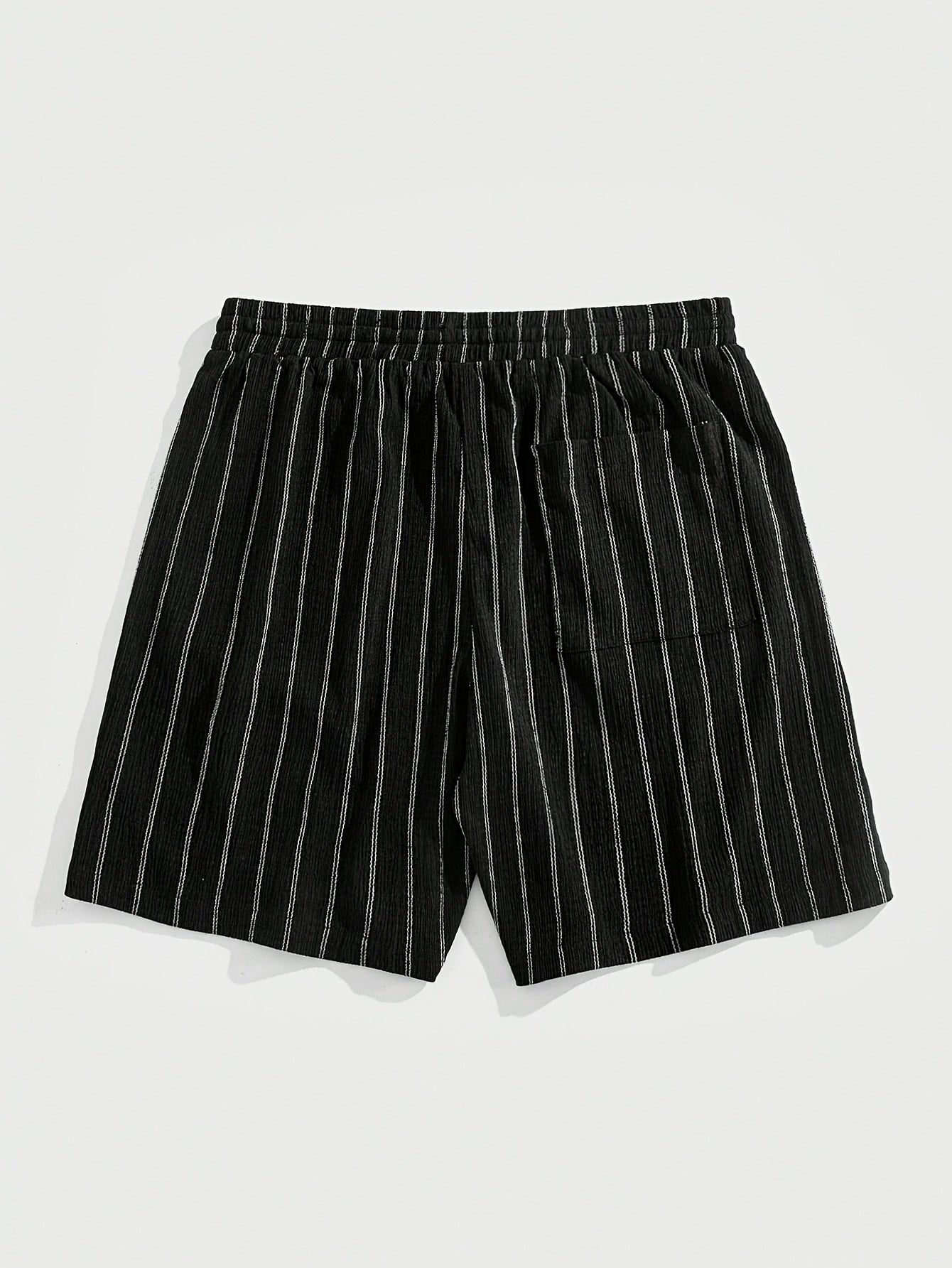 Men's Casual Striped Shorts with Elastic Waist and Drawstring