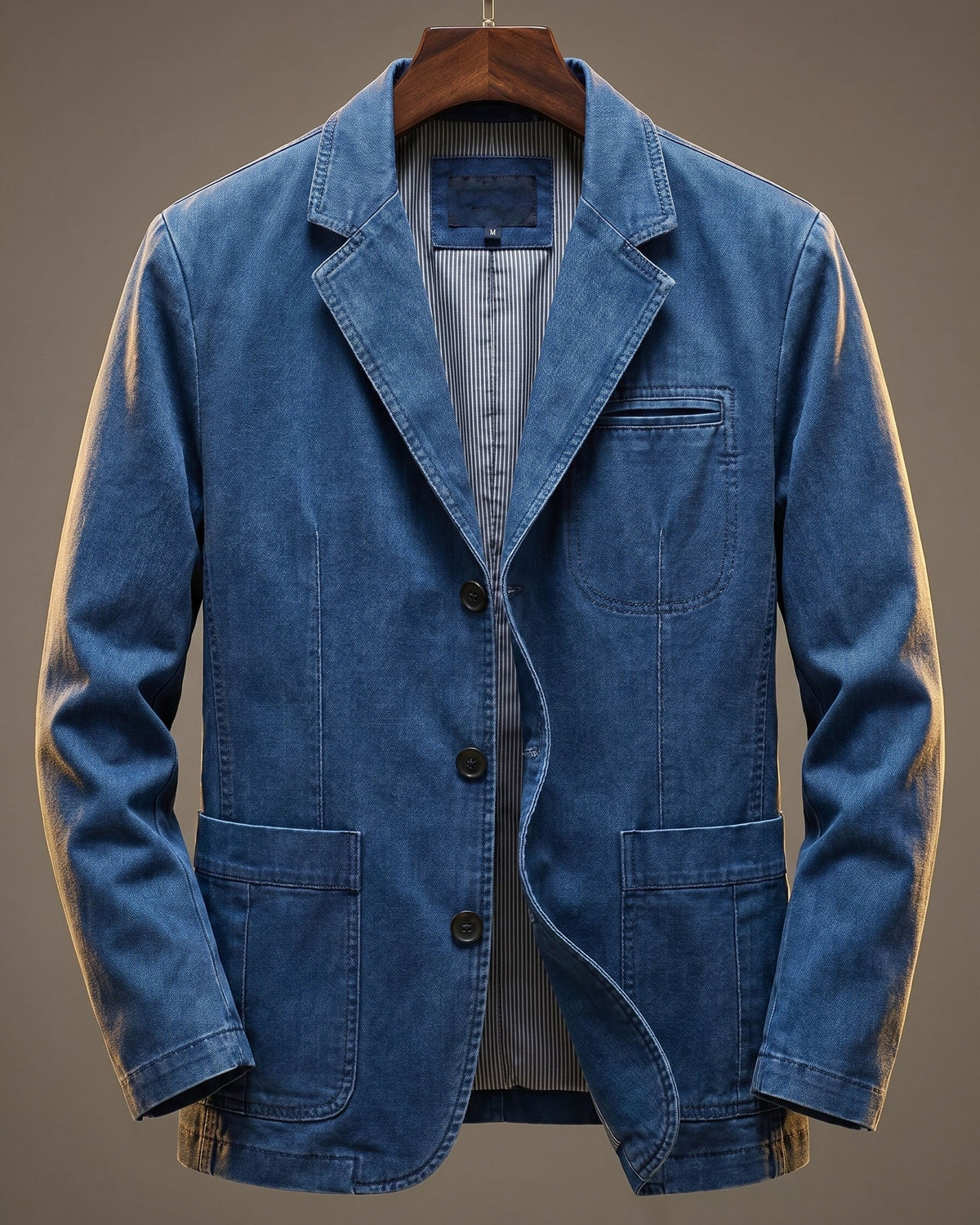 Men's Casual Structured Blazer with Patch Pockets