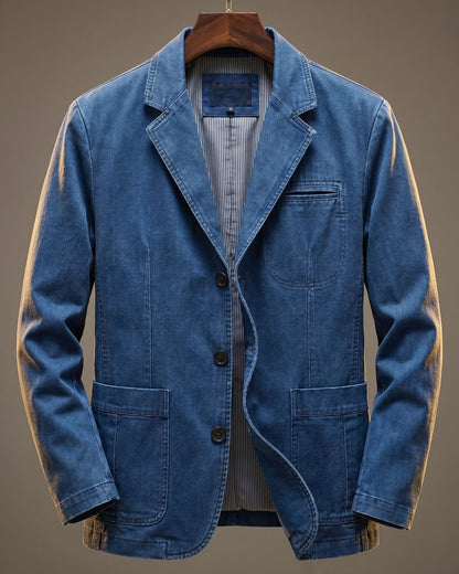 Men's Casual Structured Blazer with Patch Pockets