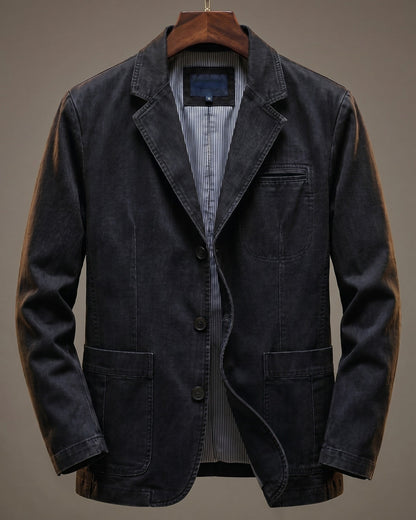 Men's Casual Structured Blazer with Patch Pockets