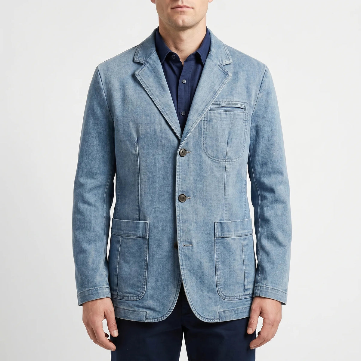 Men's Casual Structured Blazer with Patch Pockets