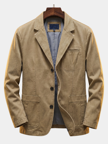 Men's Casual Structured Blazer with Patch Pockets