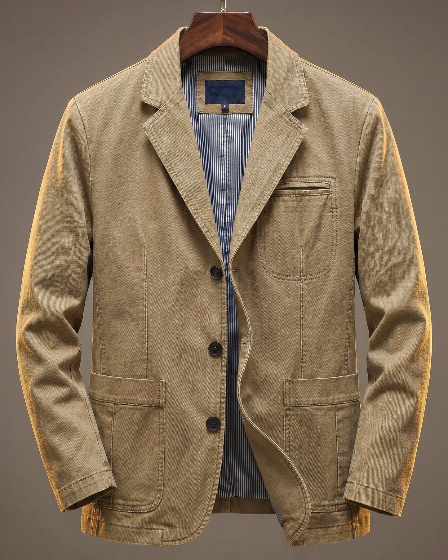 Men's Casual Structured Blazer with Patch Pockets