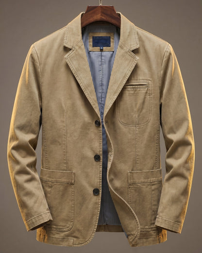 Men's Casual Structured Blazer with Patch Pockets