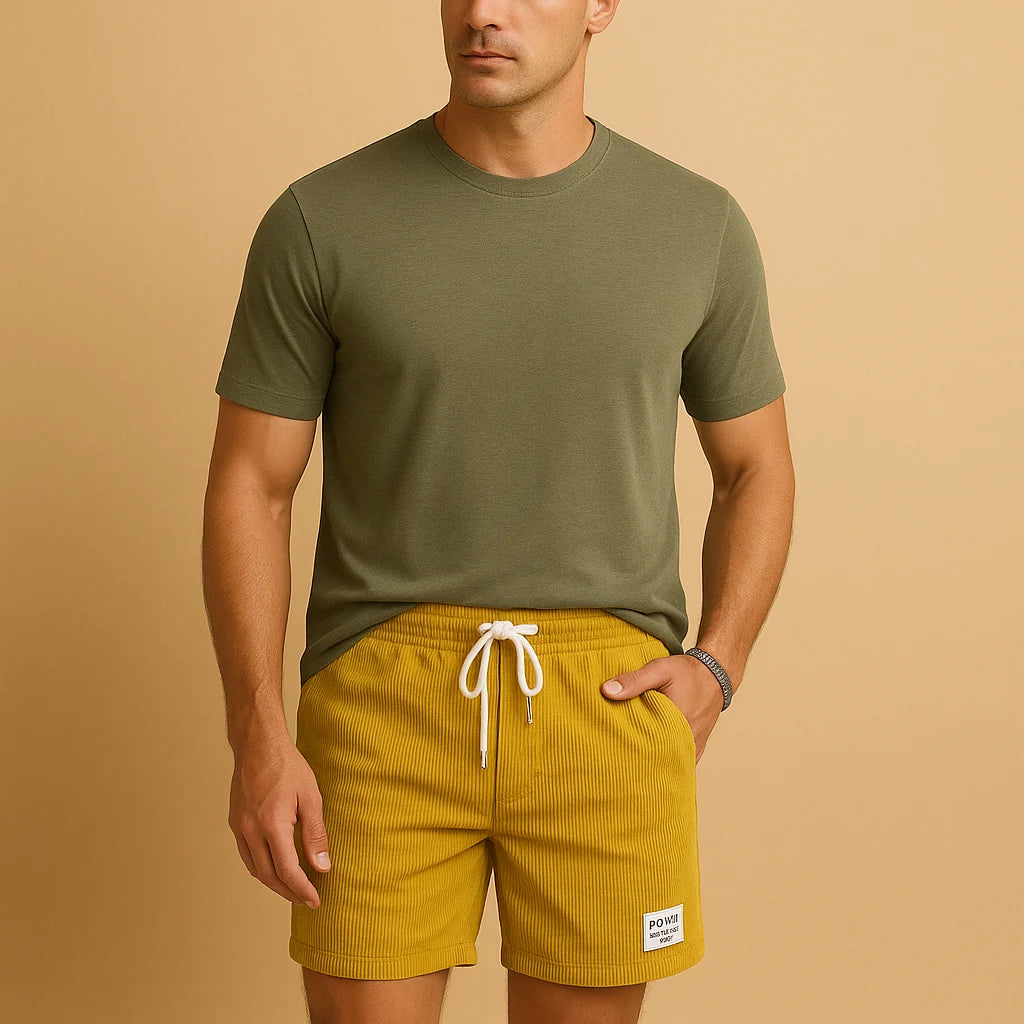 Men's Casual Structured Shorts with Drawstring